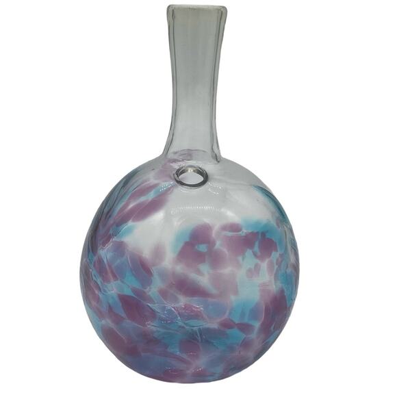 Vase-Purple and Aqua Friendship Vase by Henrietta Glass Studios RI - Picture 1 of 3